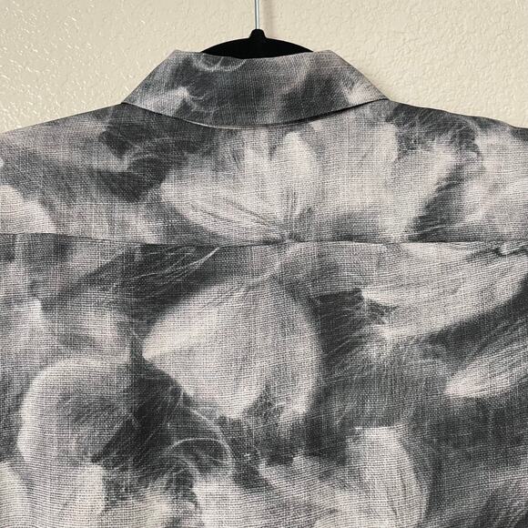 Theory Top Womens Small White Black 100% Silk Floral Quiet Luxury Artsy Preppy - Picture 7 of 11